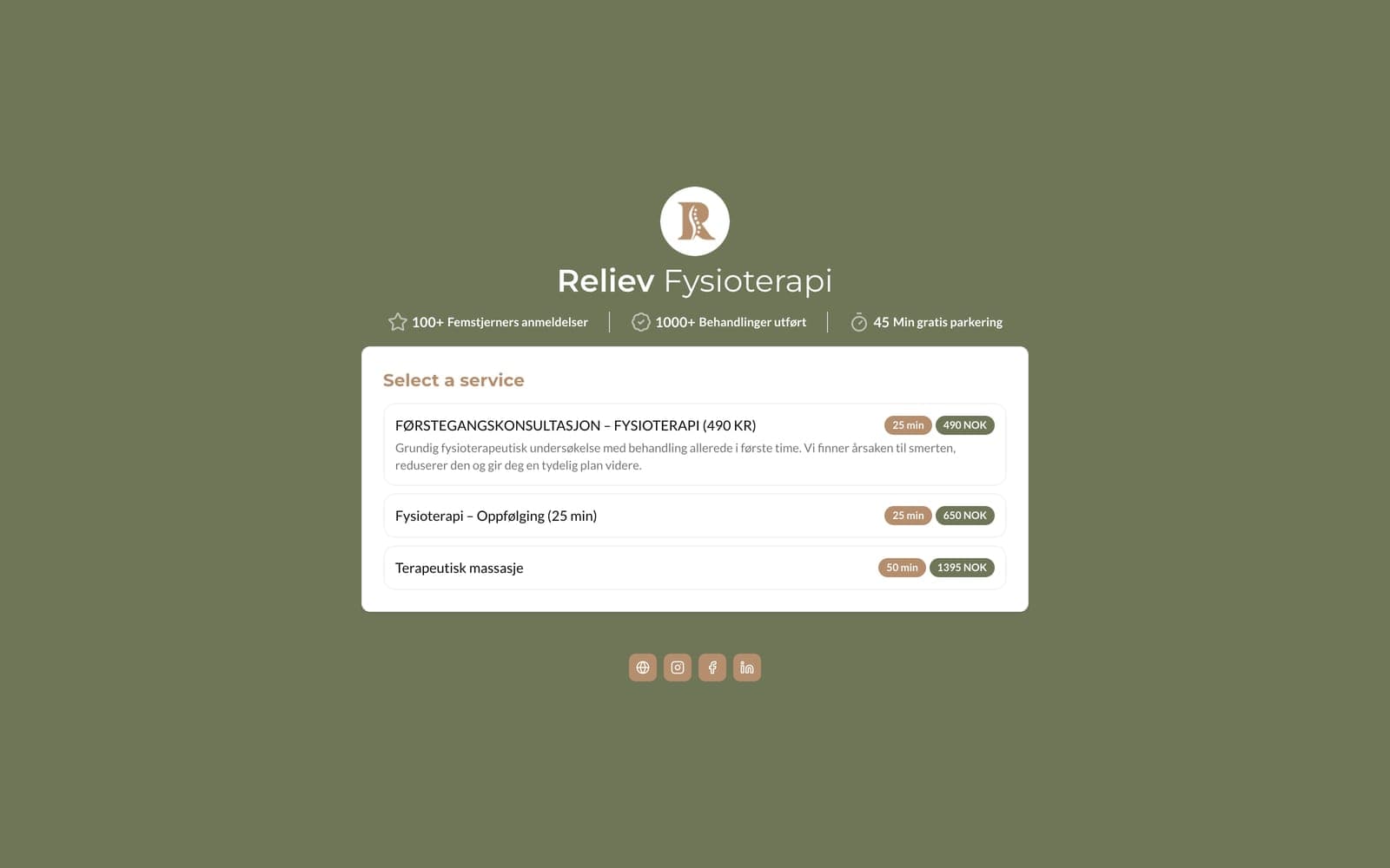 Page d’accueil du site Reliev Booking